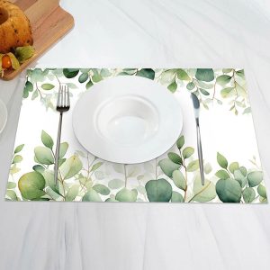 Spring Greenery Natural White Set Of 4 Placemats - Aperturee