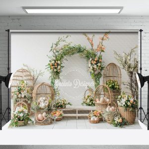 Spring White Wall Flowers Interior Birthday Backdrop - Aperturee