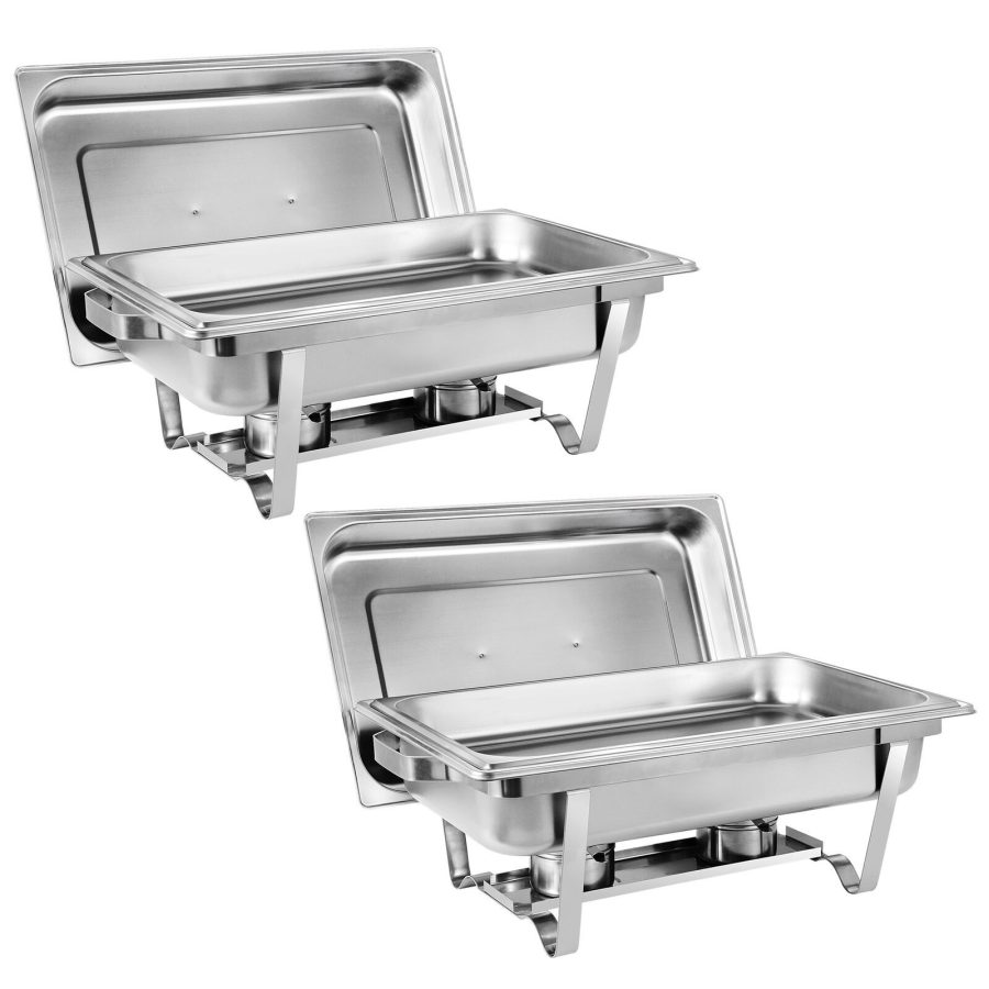 Stainless Steel Chafer 2 Pack Chafing Dish Sets Full 8Qt Dinner Serving