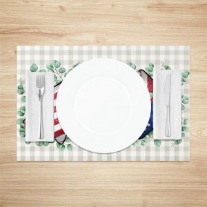 Star Plaid Leaf Independence Day Set Of 4 Placemats - Lofaris