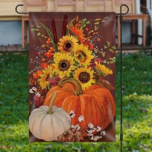 Sunflower Pumpkin Oil Painting Waterproof Garden Flag - Aperturee