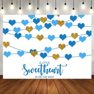 Sweetheart Blue Hearts Boys Baby Shower Backdrop - Aperturee