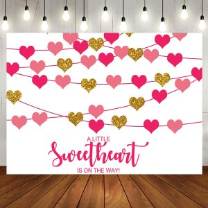 Sweetheart Is On The Way Girls Baby Shower Backdrop - Aperturee