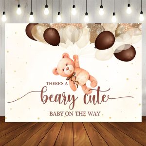 Theres A Beary Cute Baby on the Way Baby Shower Backdrop