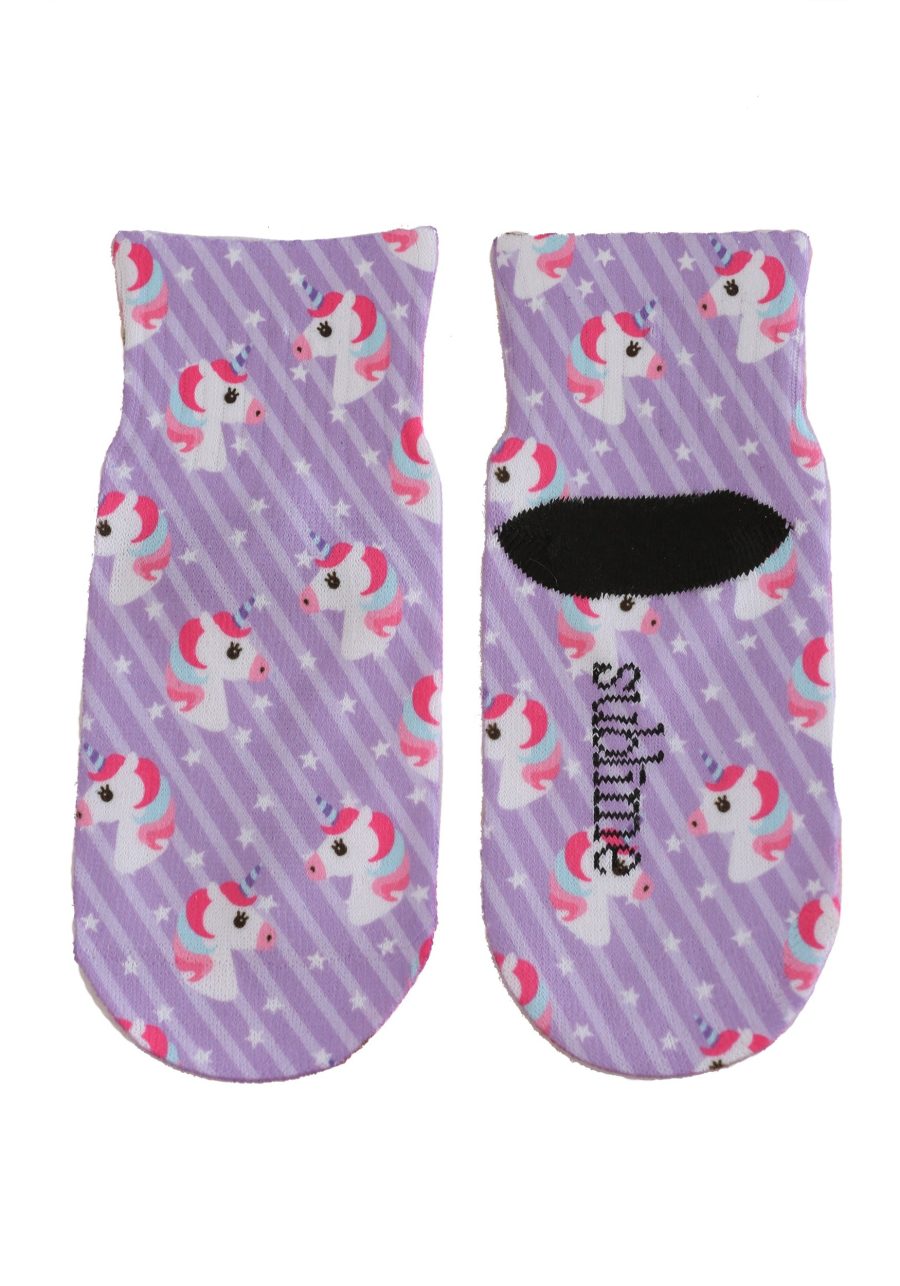 Unicorn Kid's Purple Ankle Socks