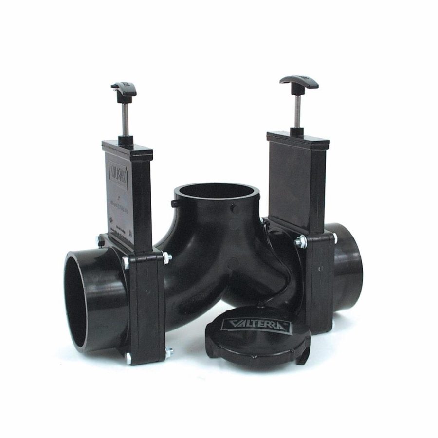 VALTERRA T84 3 INCH Hub x 3 INCH Hub x 3 INCH Bay with Cap Double Ell Rotating Valve Assembly,Black