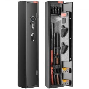 VEVOR 3 Rifles Gun Safe, Rifle Safe with Lock & Digital Keypad, Quick Access Gun Storage Cabinet with Removable Shelf, Pistol Rack, Rifle Cabinet for Home Rifle and Pistols