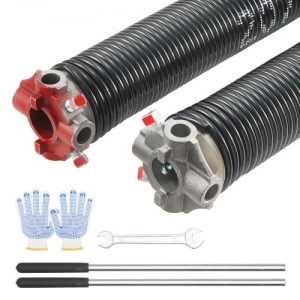 VEVOR Garage Door Torsion Springs, Pair of 0.207 x 2 x 22inch, 16000 Cycles, Garage Door Springs with Non-Slip Winding Bars, Gloves and Mounting Wrench, Electrophoresis Coated for Replacement