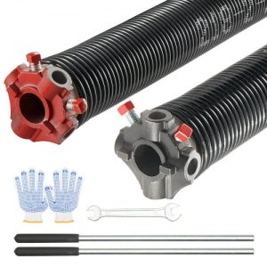 VEVOR Garage Door Torsion Springs, Pair of 0.218 x 2 x 23inch, Garage Door Springs with Non-Slip Winding Bars, 16000 Cycles, Gloves and Mounting Wrench, Electrophoresis Coated for Replacement