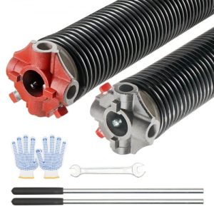 VEVOR Garage Door Torsion Springs, Pair of 0.25 x 2 x 28inch, Garage Door Springs with Non-Slip Winding Bars, 16000 Cycles, Gloves and Mounting Wrench, Electrophoresis Coated for Replacement