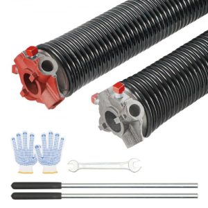 VEVOR Garage Door Torsion Springs, Pair of 0.25 x 2 x 29inch, Garage Door Springs with Non-Slip Winding Bars, 16000 Cycles, Gloves and Mounting Wrench, Electrophoresis Coated for Replacement