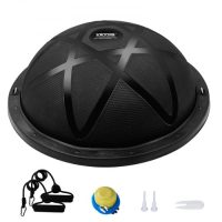 VEVOR Half Exercise Ball Trainer, 23 inch Balance Ball Trainer, 660 lbs Capacity Stability Ball, Yoga Ball with Resistance Bands and Pump, Strength Fitness Ball for Home Gym, Full Body Workouts, Black