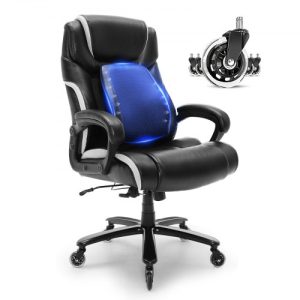 VEVOR Heavy Duty Executive Office Chair with Cutting-edge Adjustable Lumbar Support for Long Hours, Big and Tall 400lbs Office Chair, Wide Thick Padded Strong Metal Base Quiet Wheels