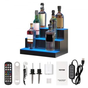 VEVOR LED Lighted Liquor Bottle Display Bar Shelf RF & App Control 16" 3-Step