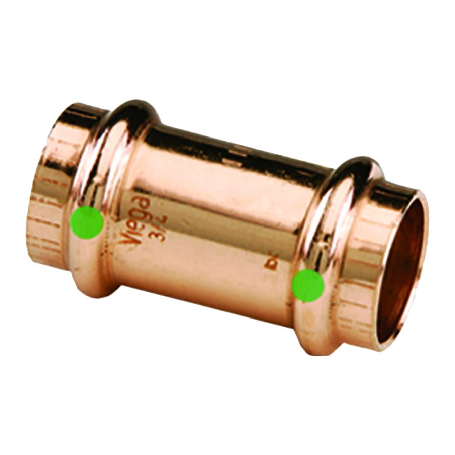 VIEGA 78047 PROPRESS 1/2 INCH COPPER COUPLING W/STOP - DOUBLE PRESS CONNECTION - SMART CONNECT TECHNOLOGY