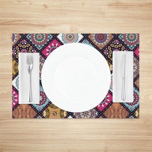 Vintage Tribal Abstract Plaid Set Of 4 Placemats - Aperturee