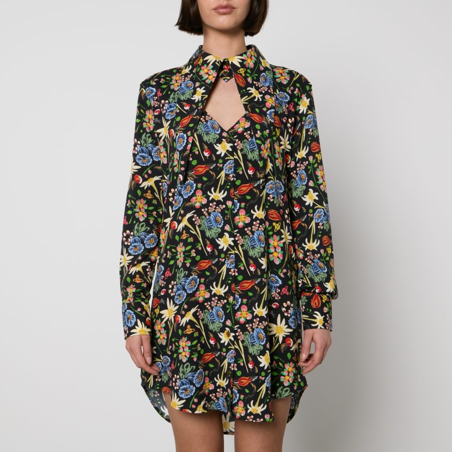 Vivienne Westwood Heart Floral-Print Cotton-Poplin Shirt Dress - UK 6