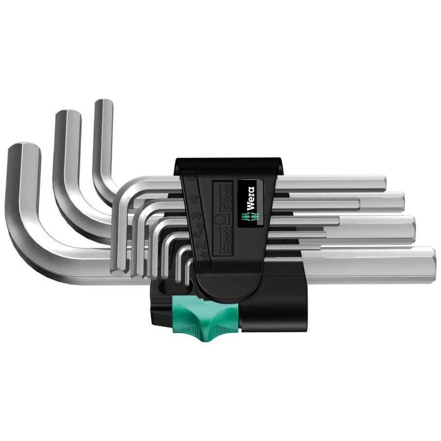 WERA 05021406001 Metric Hex-Plus L-key set Chrome-Plated (9 Piece Set)