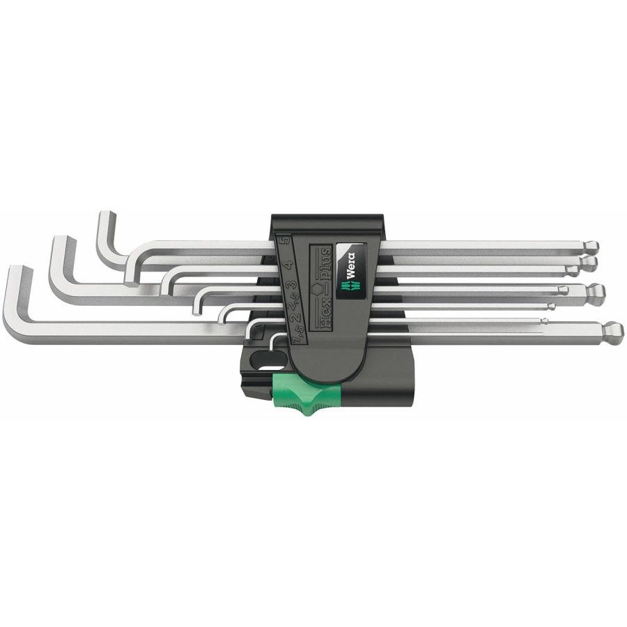 WERA 05073594001 Hex-Plus Chrome-Plated Stainless Steel Long Shaft Metric L-Key Allen Wrench (9-Piece Set)