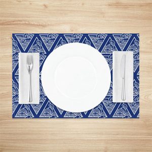 Wavy Triangle Blue White Repeat Set Of 4 Placemats - Aperturee