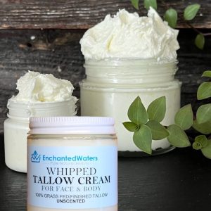 Whipped Tallow - Unscented Face, Body Butter Skin Cream, 100% Organic, Glass Jar