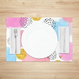 White Colorful Patterns Modern Set Of 4 Placemats - Aperturee