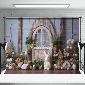 White Egg Rabbit Door Easter Backdrop For Photograph - Aperturee