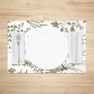 White Flowers Leaves Butterfly Set Of 4 Placemats - Aperturee