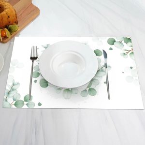 White Green Leaves Nature Spring Set Of 4 Placemats - Aperturee