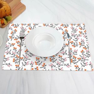 White Nature Floral Leaf Vintage Set Of 4 Placemats - Aperturee