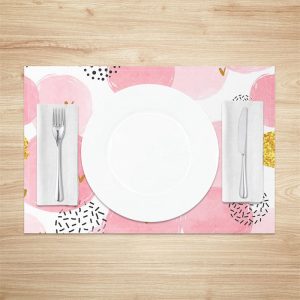 White Pink Gold Patterns Modern Set Of 4 Placemats - Aperturee