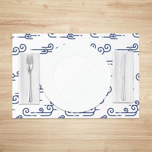 White White Wavy Lines Set Of 4 Placemats For Table - Aperturee