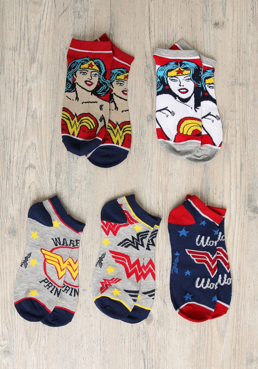 Women's Wonder Woman 5 Pair Ankle Socks