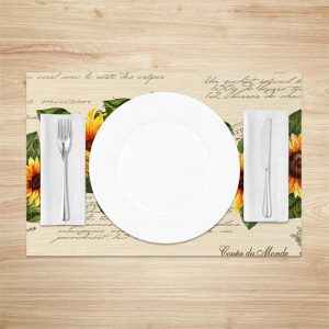 Yellow Sunflower Leaf Newspaper Set Of 4 Placemats - Aperturee