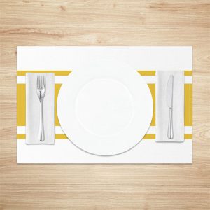 Yellow White Simple Lines Dinner Set Of 4 Placemats - Aperturee