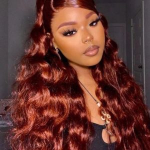 13x4 Lace Front Body Wave Wig Ginger Brown 150% Density Pre plucked Hairline