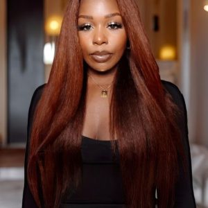 [16"-24"] 13x5 Lace Front Ginger Kinky Straight Wig Perfect Color For Deeper Skin-Tones