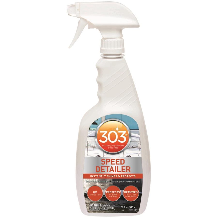 303 30205 Marine Speed Detailer - Instantly Shines And Protects - UV Protection - Protects Against Fading - Removes Dust, Dirt, And Smudges, 32 fl. oz. Packaging May Vary, White