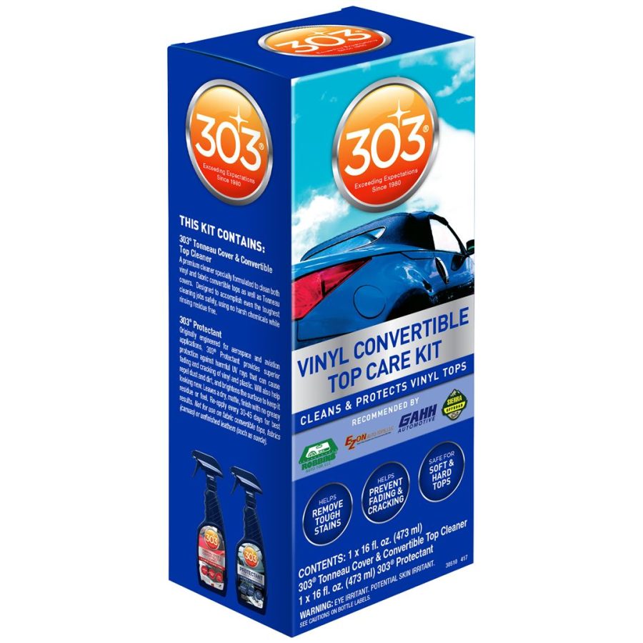 303 30510 Convertible Vinyl Top Cleaning and Care Kit - Cleans And Protects Vinyl Tops - Includes Tonneau Cover And Convertible Top Cleaner 16 fl. oz. + Automotive Protectant 16 fl. oz.,,Blue
