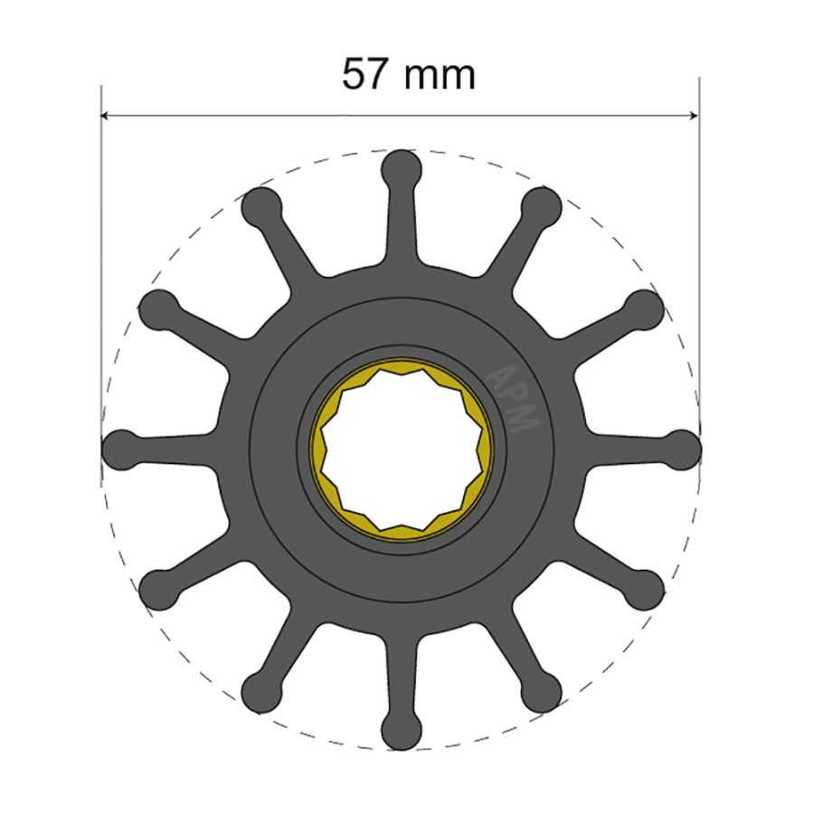 ALBIN 06-01-014 PREMIUM IMPELLER KIT 57 X 16 X 48.2MM - 12 BLADE - SPLINE INSERT