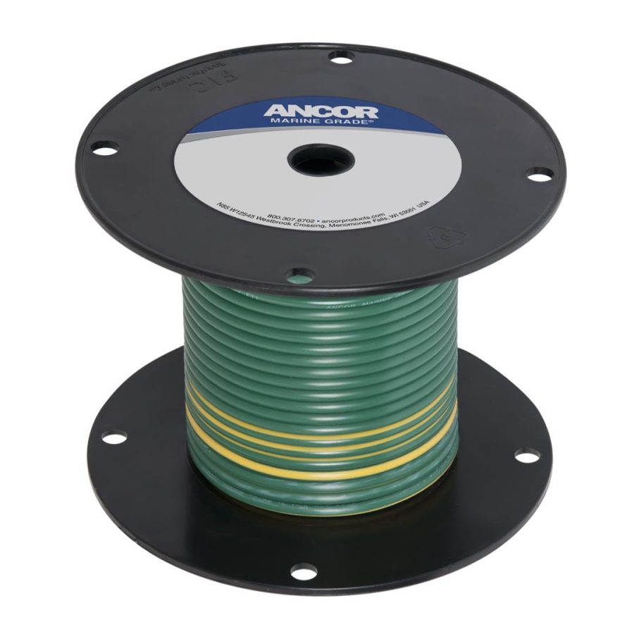 ANCOR 109310 GREEN W/YELLOW STRIPE 10 AWG TINNED COPPER WIRE - 100