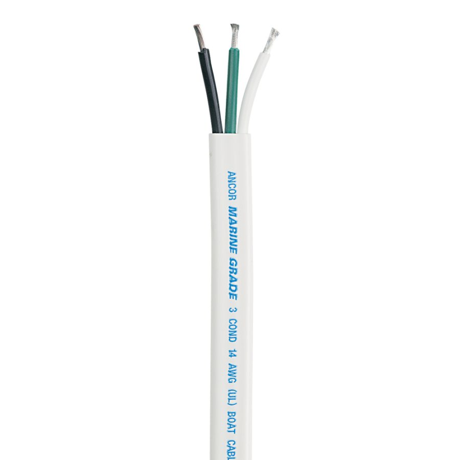 ANCOR 131510 WHITE TRIPLEX CABLE 100FT 14/3 (WHITE, BLACK, GREEN)