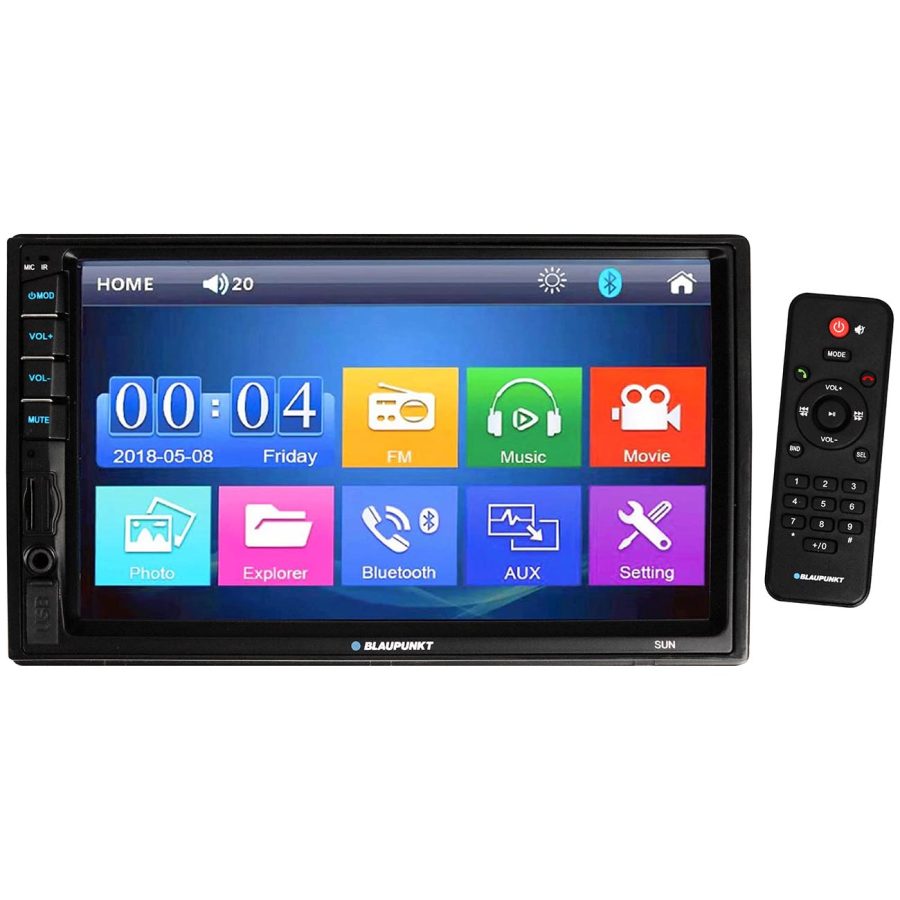 BLAUPUNKT SUN 7 INCH D-DIN MECHLESS Fixed Face Touchscreen Receiver with MirrorLink BT USB/SD & Remote