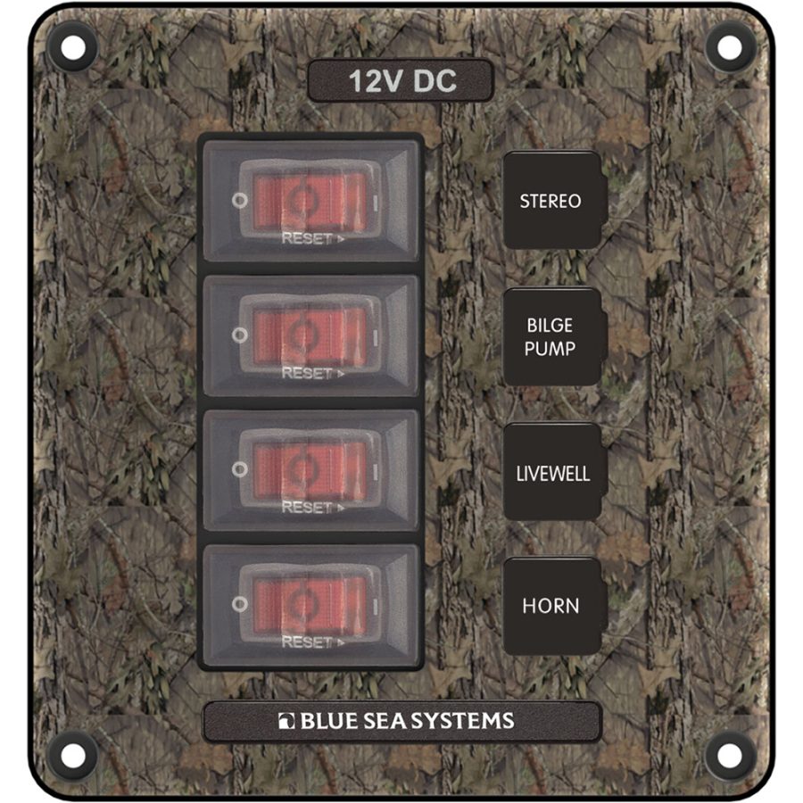 BLUE SEA 4323 CIRCUIT BREAKER SWITCH PANEL 4 POSITION - CAMO