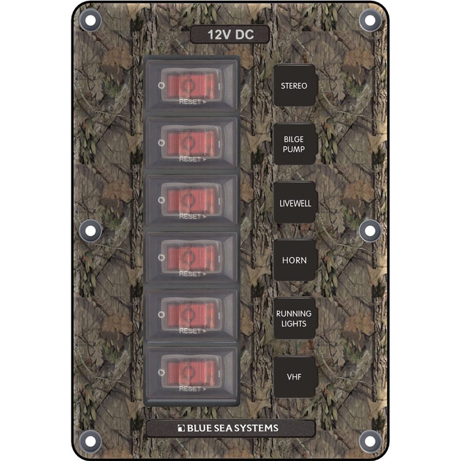 BLUE SEA 4325 CIRCUIT BREAKER SWITCH PANEL 6 POSITION - CAMO