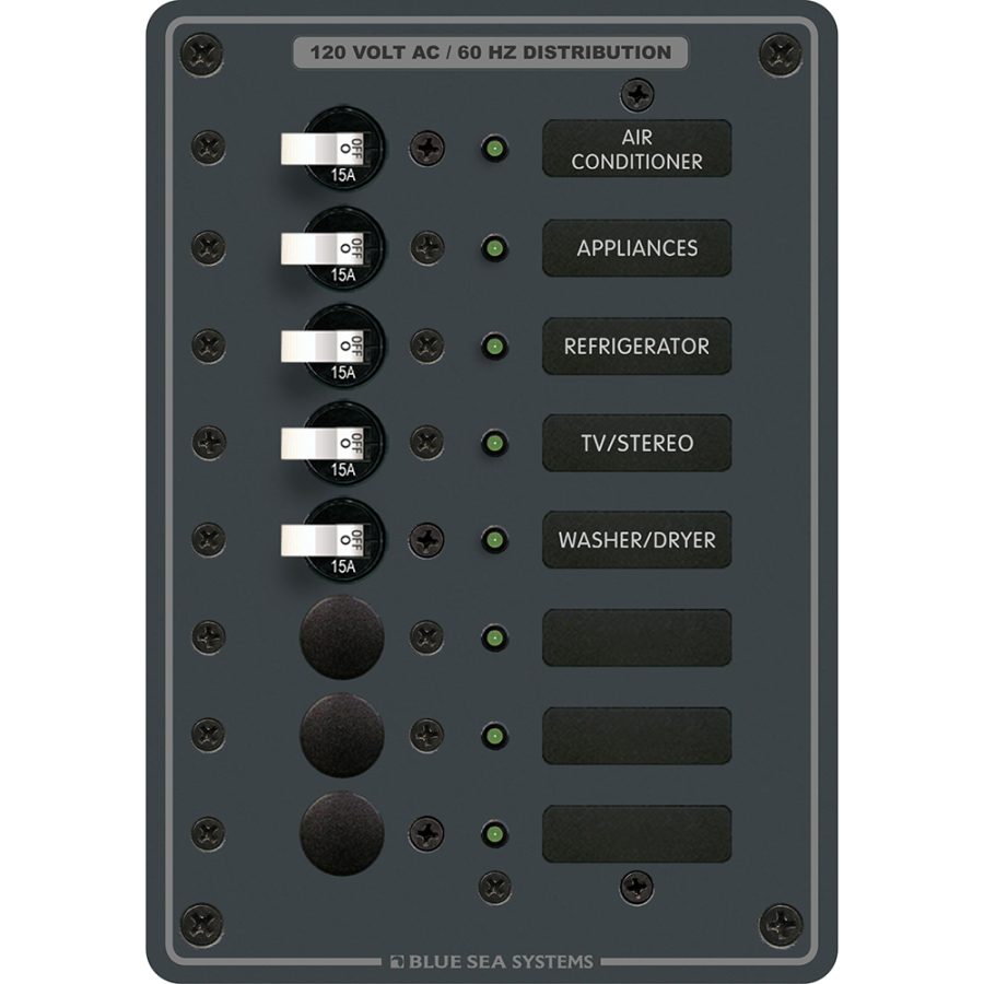 BLUE SEA 8059 AC 8 POSITION TOGGLE CIRCUIT BREAKER PANEL