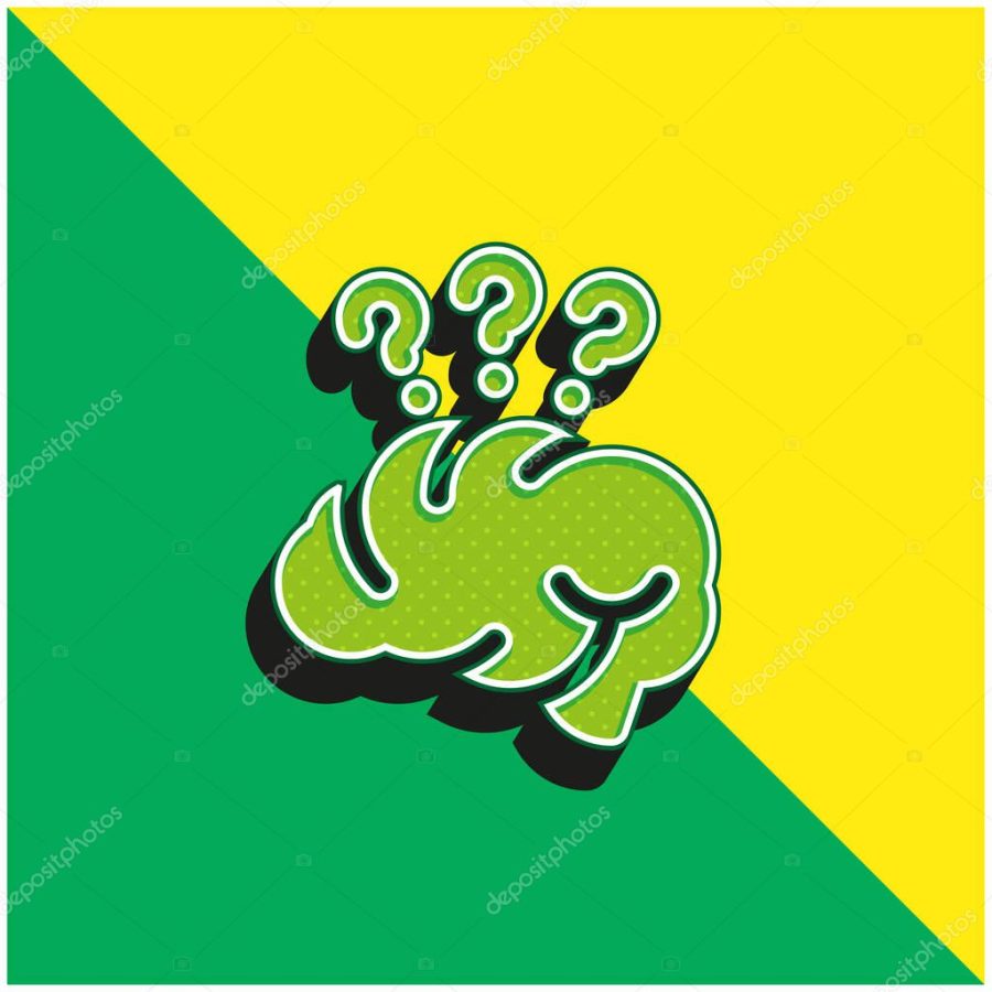 Brain Green and yellow modern 3d vector icon logo