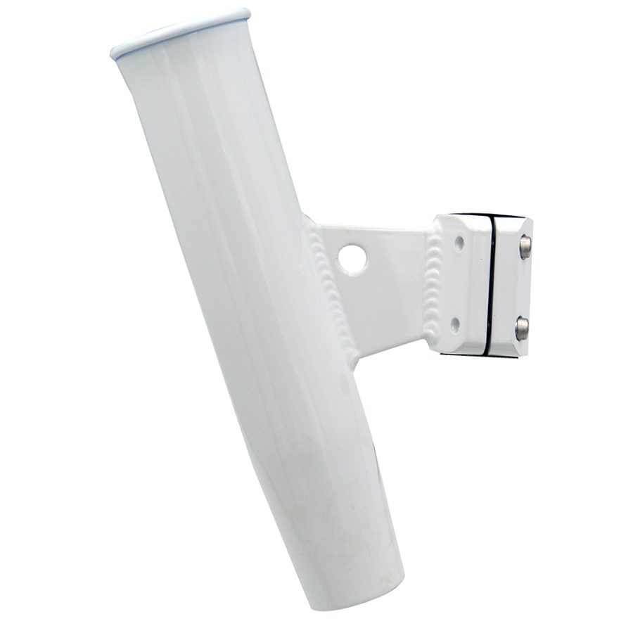 C.E. SMITH 53716 ALUMINUM VERTICAL CLAMP-ON ROD HOLDER 1-5/16 INCH OD WHITE POWDERCOAT W/SLEEVE