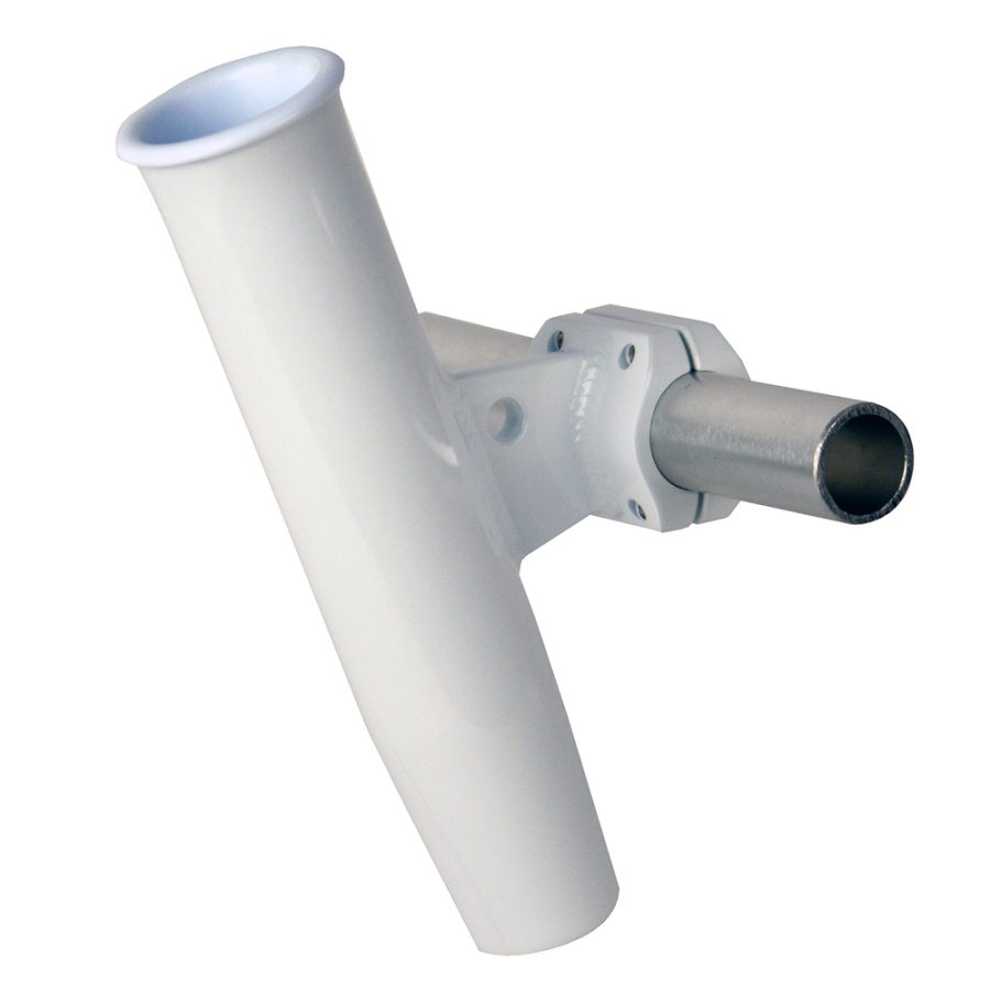 C.E. SMITH 53721 ALUMINUM HORIZONTAL CLAMP-ON ROD HOLDER 1.66 INCH OD - WHITE POWDER COATED W/SLEEVE