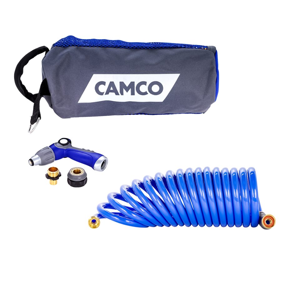 CAMCO 41980 20FT COILED HOSE & SPRAY NOZZLE KIT